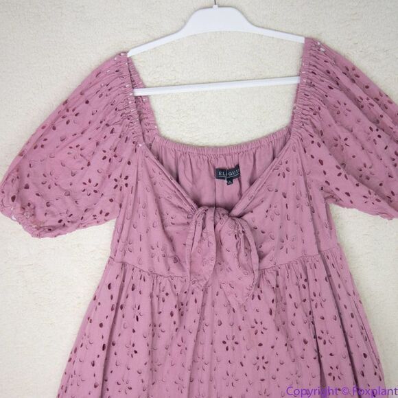 Eloquii Eyelet Tie Front Maxi Dress, 18 - Picture 4 of 16